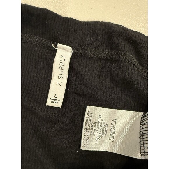 Z Supply Top Womens Large Black Scoop Neck Long Sleeve Ribbed Minimalist Travel - Picture 3 of 6
